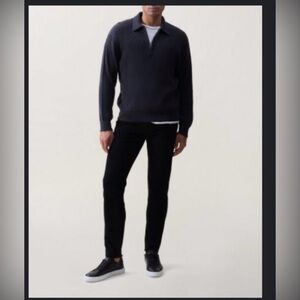 rag & bone Men's Dark Grey Curtis Ribbed Quarter Zip